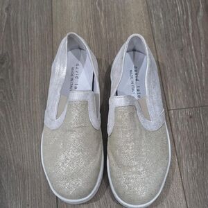 David-tate Women's White and Gold Trainers